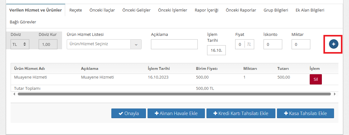 Ürün Hizmet Verilerini girme